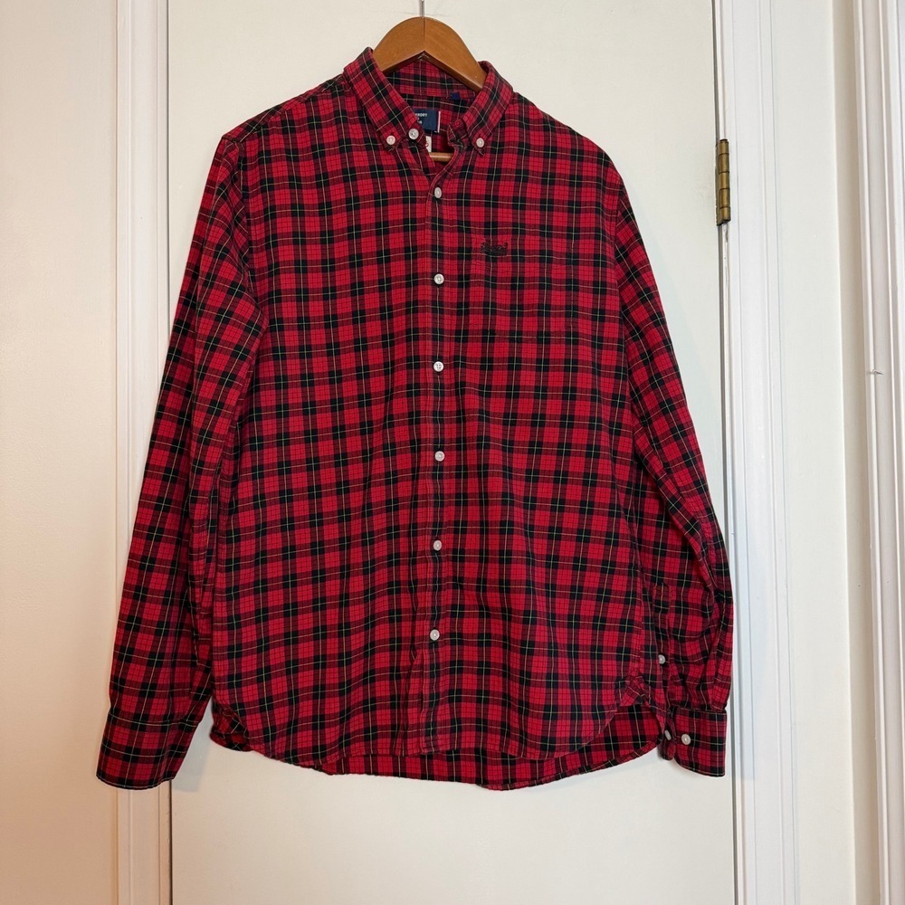 Superdry Osaka Team Red & Black Plaid Button Down Shirt | Men's Medium